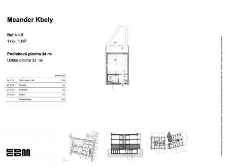 EBM-meander-kbely-4-1-5 | Prodej bytu, 1+kk, 32 m²