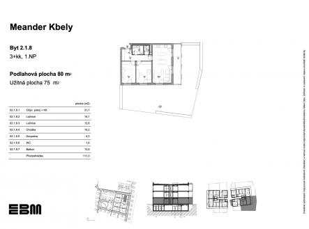 EBM-meander-kbely-2-1-8 | Prodej bytu, 3+kk, 80 m²