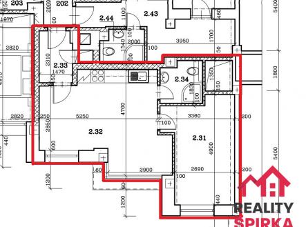 Půdorys | Pronájem bytu, 2+kk, 41 m²