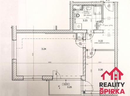 Půdorys | Pronájem bytu, 2+kk, 64 m²