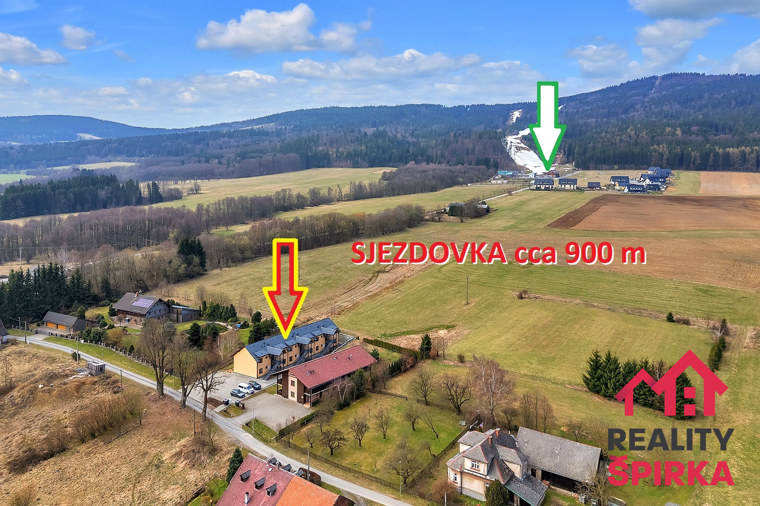 Prodej, horský apartmán 2+kk, balkon, SKIPARK Červená Voda, Buková hora, Orlické hory