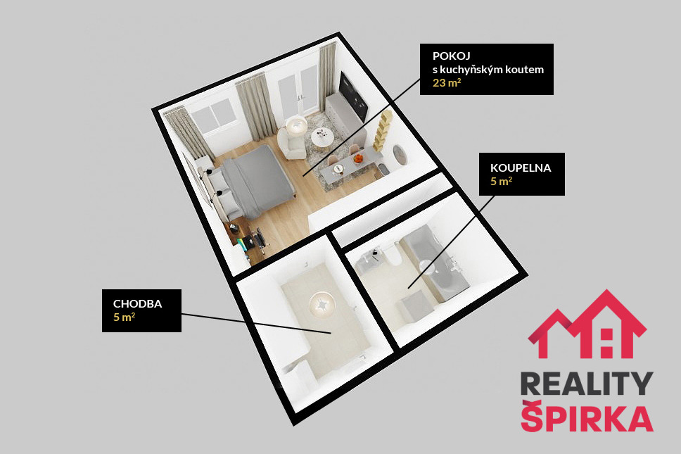 Pronájem bytu 1+kk, 34 m2, Říční, Svitavy