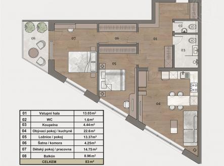 . | Prodej bytu, 3+kk, 86 m²