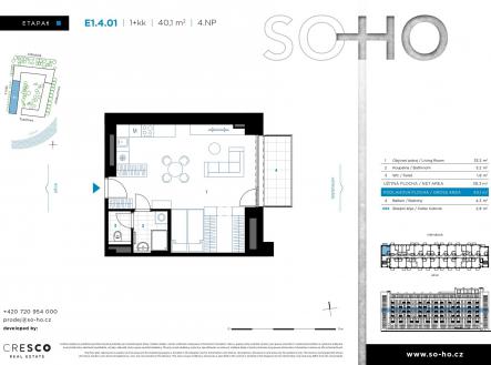Prodej bytu, 1+kk, 38 m²