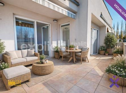 terasa VIZUALIZACE | Pronájem bytu, 2+kk, 89 m²