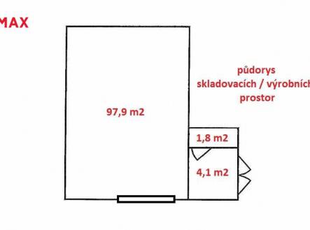 rozložení prostoru ... | Pronájem - skladovací prostor, 104 m²