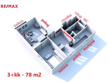 dispozice bytu ... | Prodej bytu, 3+kk, 85 m²