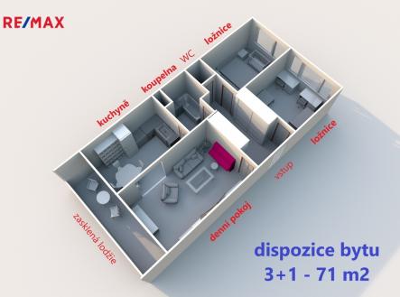 současné rozložení bytu ... | Prodej bytu, 3+1, 71 m²