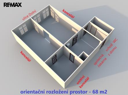 orientační rozložení prostoru ... | Pronájem - kanceláře, 58 m²