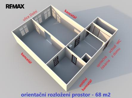 orientační rozložení prostoru ... | Pronájem - kanceláře, 58 m²
