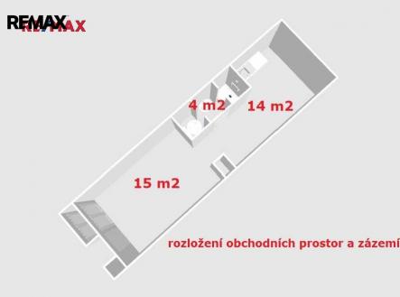 rozložení prostor ... | Pronájem - obchodní prostor, 33 m²