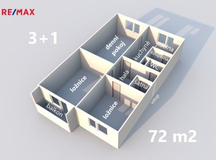 rozložení bytu ... | Pronájem bytu, 3+1, 76 m²
