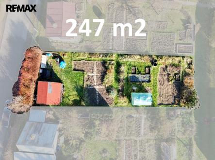 rozložení pozemku ... | Pronájem - pozemek, zahrada, 247 m²