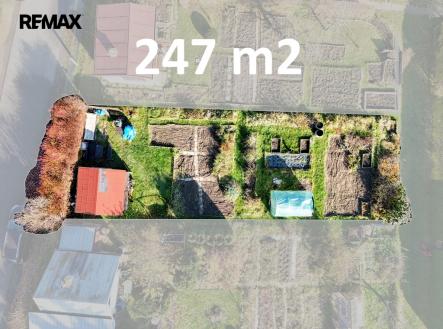 rozložení pozemku ... | Pronájem - pozemek, zahrada, 247 m²