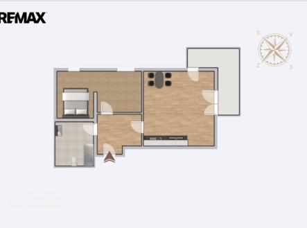 dispoziční rozložení bytu ... | Pronájem bytu, 2+kk, 68 m²