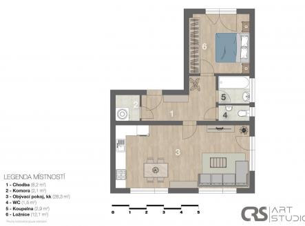 . | Pronájem bytu, 2+kk, 55 m²