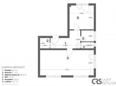 . | Pronájem bytu, 2+kk, 55 m²