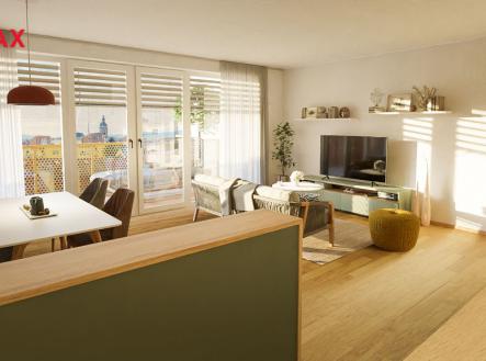 Obývací pokoj | Nadstandardní byty v novostavbě bytového domu v jedné z nejvyhledávanějších lokalit v ČB.