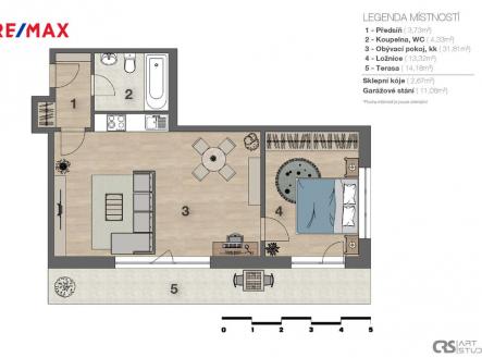 2d-layout-graficky.jpg | Prodej bytu, 2+kk, 53 m²