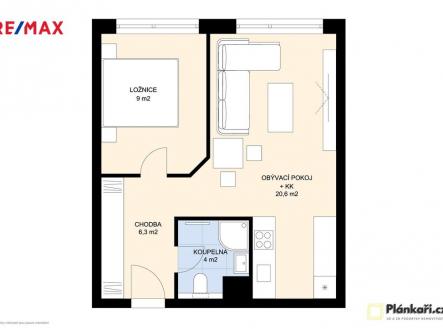 Půdorys | Prodej bytu, 2+kk, 39 m²