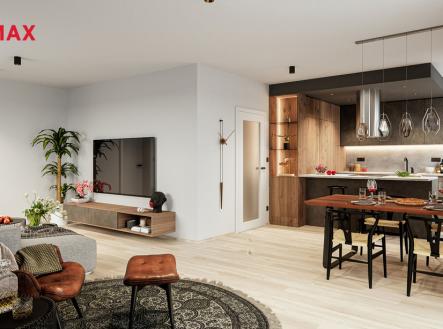 merunkova-hradec-kralove-obyvak-kuchyne.jpg | Prodej bytu, 1+kk, 53 m²