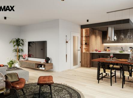 merunkova-hradec-kralove-obyvak-kuchyne.jpg | Prodej bytu, 3+kk, 100 m²