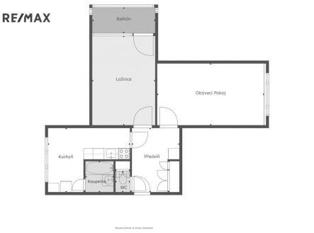 Půdorys | Prodej bytu, 2+1, 61 m²