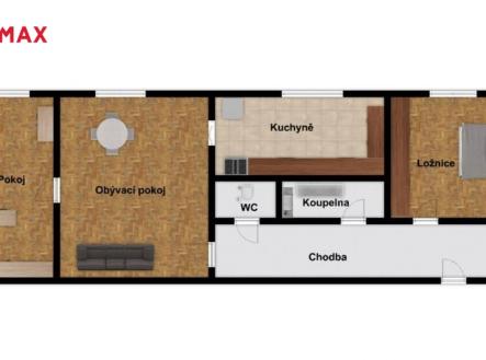 Vizualizace_bytu | Pronájem bytu, 3+1, 59 m²