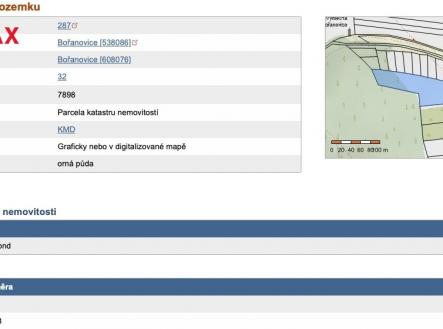 Screenshot z Katastru BPEJ | Prodej - pozemek, zemědělská půda, 3 949 m²