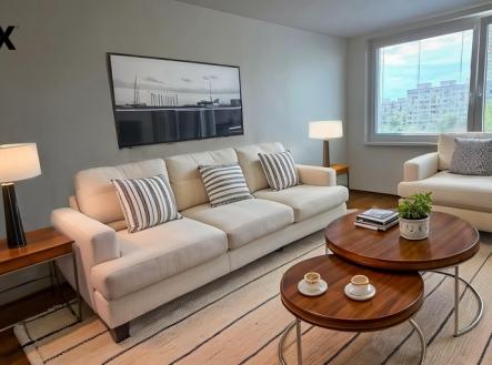 Obývací pokoj - vizualizace | Pronájem bytu, 2+kk, 46 m²