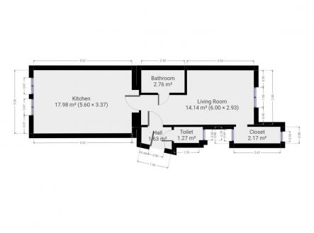 Pronájem bytu, 2+kk, 39 m²