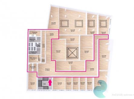 chodby-vyznacene.jpg | Pronájem - kanceláře, 29 m²