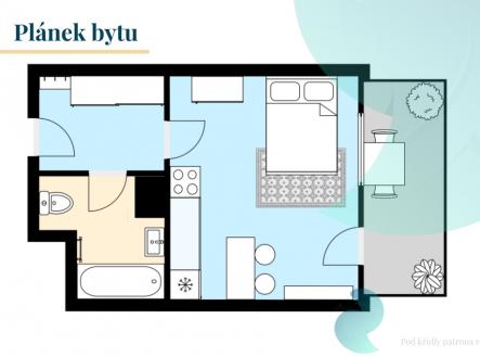 Plánek | Prodej bytu, 1+kk, 38 m²