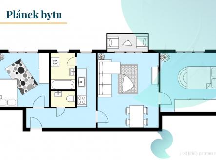 Plánek bytu | Prodej bytu, 3+1, 67 m²