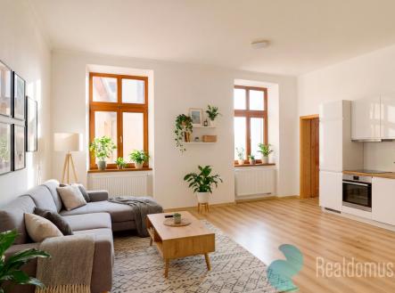 Vizualizace obývací pokoj | Prodej bytu, 2+kk, 47 m²
