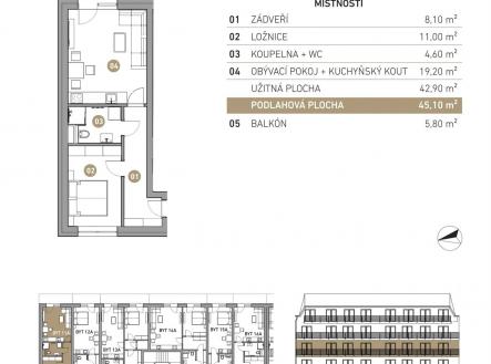 . | Prodej bytu, 2+kk, 45 m²