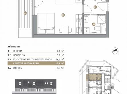 . | Prodej bytu, 1+kk, 23 m²