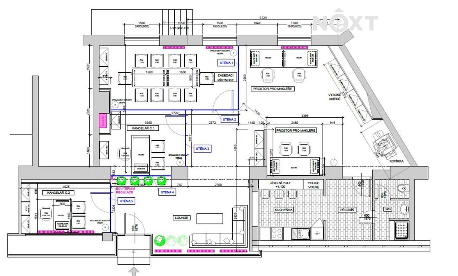 Pronájem komerční Kanceláře, 115㎡
