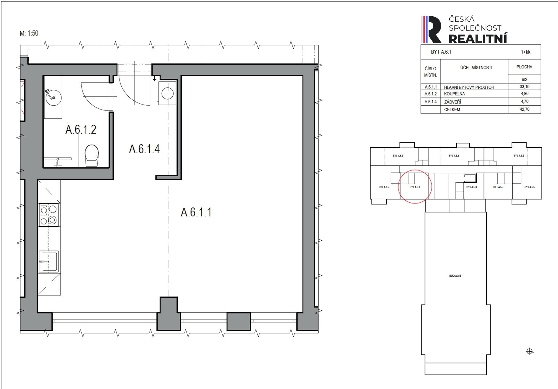 Pronájem vybaveného bytu 1kk v novostavbě BD, Zlín centrum, Lorencova ul. + kryté parkovací stání