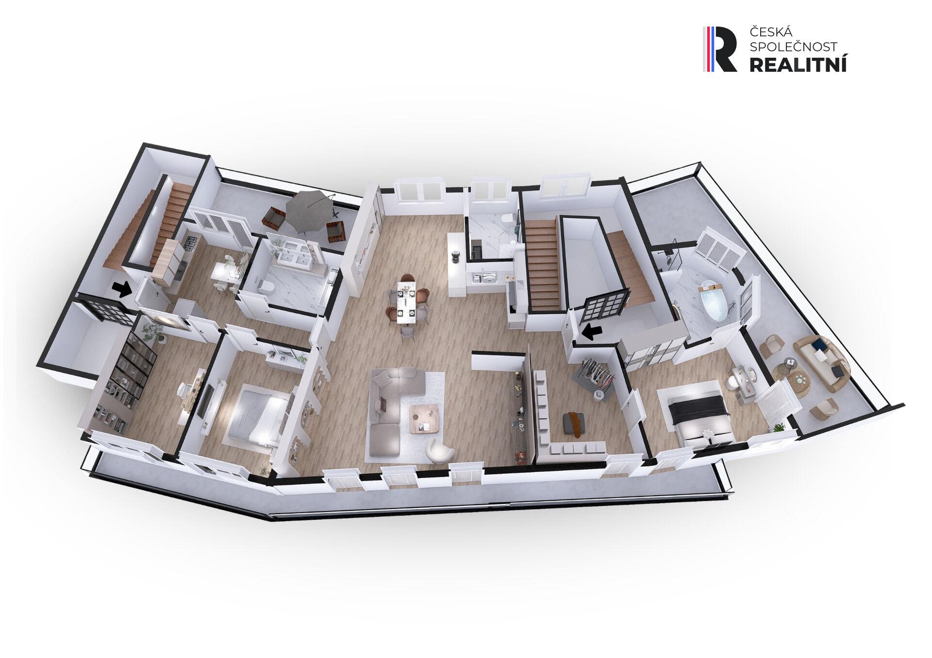 Prodej výjimečně prostorného bytu 3+2 se 3 koupelnami a terasami v srdci Kroměříže na náměstí Míru.