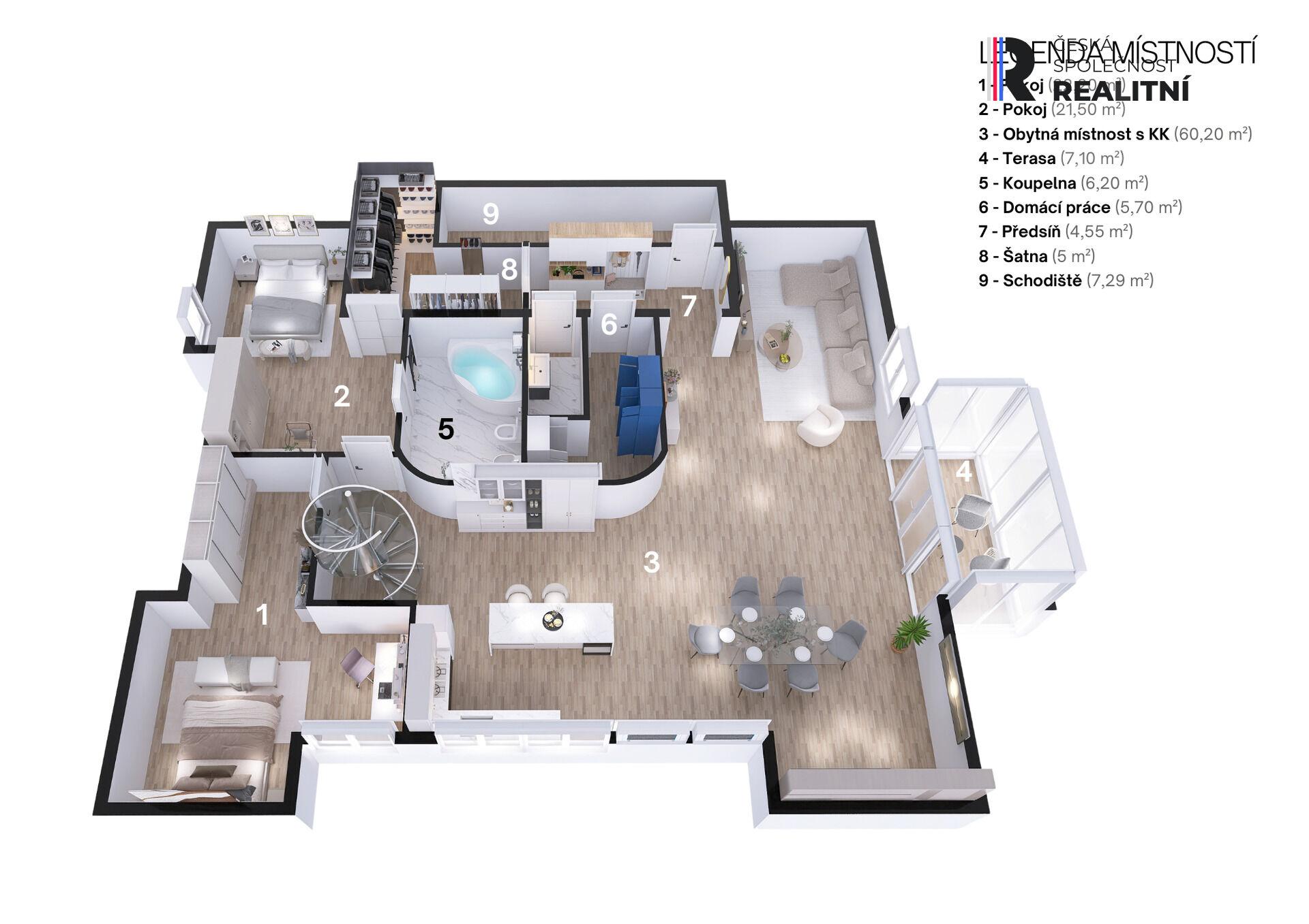 Nadstandardní byt 4+kk s galerií a terasou – Luhačovice, Masarykova ul.