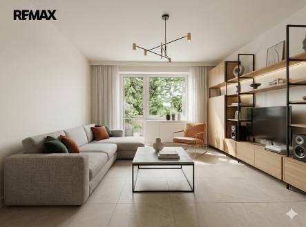 Vizualizace obývacího pokoje | Prodej bytu, 3+1, 88 m²