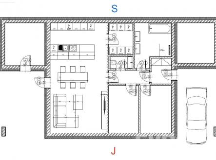 půdorys navrhovaného domu | Prodej - pozemek, ostatní, 901 m²