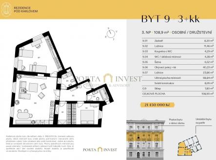 . | Prodej bytu, 3+kk, 108 m²