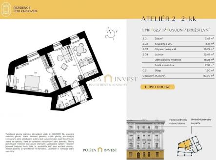 . | Prodej bytu, 2+kk, 61 m²