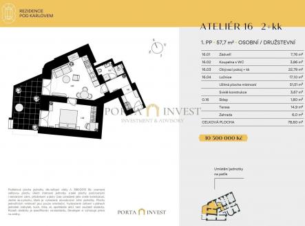 . | Prodej bytu, 2+kk, 58 m²