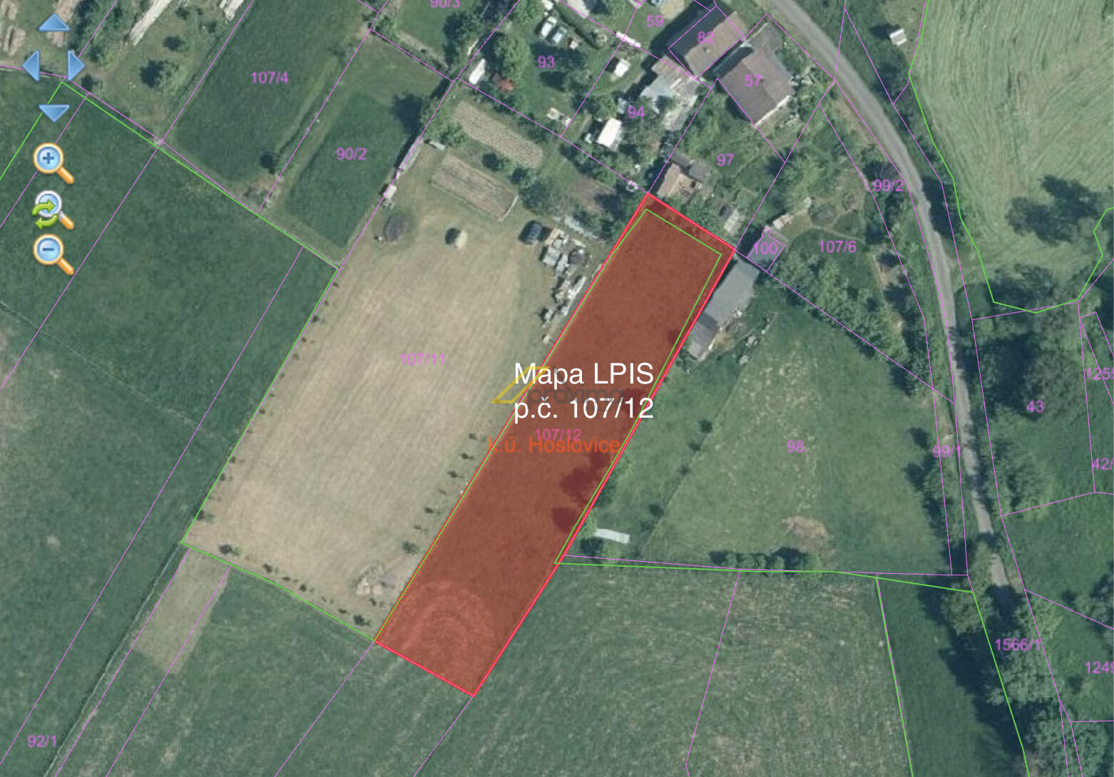 Prodej zemědělské půdy, 2044 m2, k.ú. Hoslovice, Strakonice