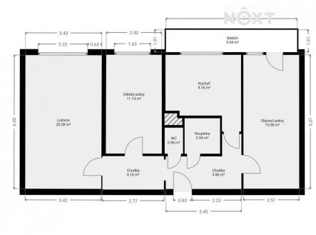 Prodej bytu, 3+1, 74 m²