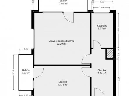 Prodej bytu, 2+kk, 49 m²