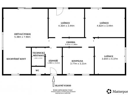 Půdorys 1NP | Prodej - dům/vila, 153 m²